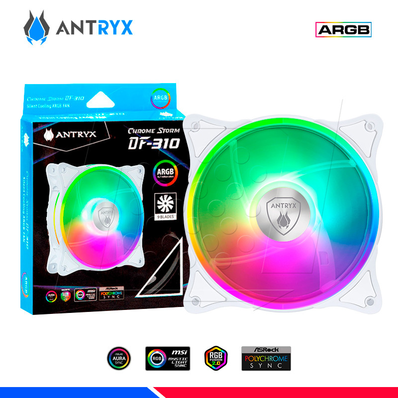 COOLER DE CASE ANTRYX CHROME STORM DF310 WHITE 120MM ARGB COOLER DE CASE ANTRYX CHROME STORM DF310 WHITE 120MM ARGB