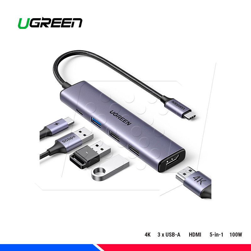 GREEN USB C HUB 5 EN 1 ADAPTADOR MULTIPUERTO 4K HDMI 3 USB-A GREEN USB C HUB 5 EN 1 ADAPTADOR MULTIPUERTO 4K HDMI 3 USB-A