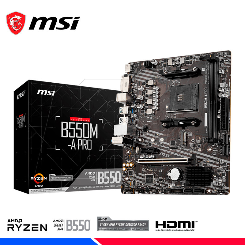 MAINBOARD MSI B550M-A PRO, AM4, AMD MAINBOARD MSI B550M-A PRO, AM4, AMD