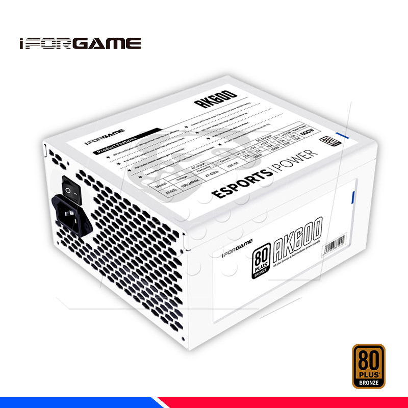 FUENTE DE PODER IFORGAME AK600 BLANCA, 80 PLUS BRONZE, 600W FUENTE DE PODER IFORGAME AK600 BLANCA, 80 PLUS BRONZE, 600W