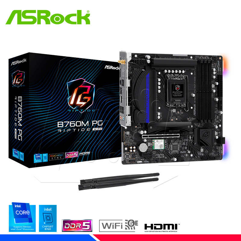 MAINBOARD ASROCK B760M PG RIPTIDE WIFI, DDR5, LGA 1700 MAINBOARD ASROCK B760M PG RIPTIDE WIFI, DDR5, LGA 1700