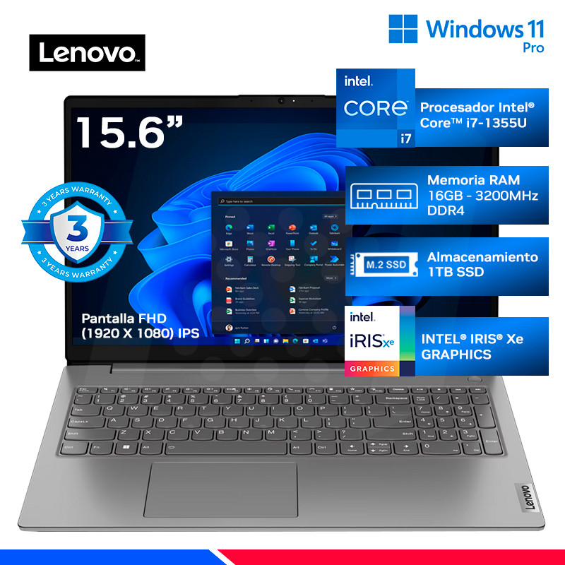 LAPTOP LENOVO V15 G4 IRU, INTEL CORE i7-1355U, 16GB, SSD 1TB, 15.6" FHD, WINDOWS 11 PRO LAPTOP LENOVO V15 G4 IRU, INTEL CORE i7-1355U, 16GB, SSD 1TB, 15.6" FHD, WINDOWS 11 PRO