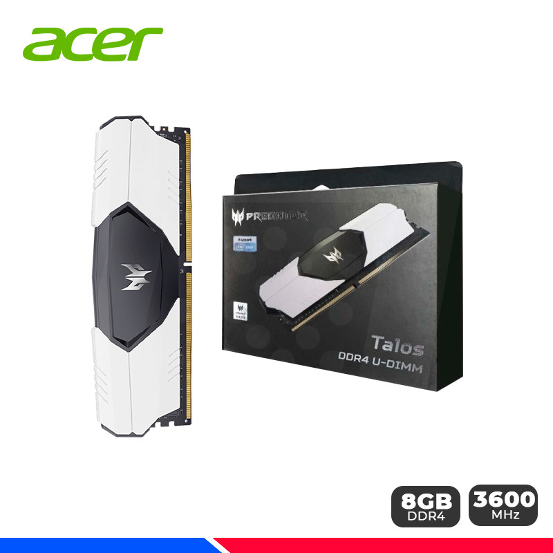 MEM. RAM ACER PREDATOR TALOS WHITE, 8GB DDR4 3600 MHZ MEM. RAM ACER PREDATOR TALOS WHITE, 8GB DDR4 3600 MHZ
