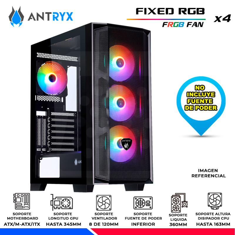 CASE ANTRYX RX-270 BLACK, FIXED RGB, FAN x4, V/TEMPLADO CASE ANTRYX RX-270 BLACK, FIXED RGB, FAN x4, V/TEMPLADO
