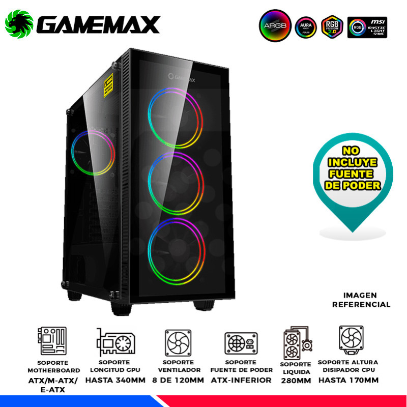 CASE GAMING GAMEMAX DRACO XD, ARGB, V/TEMPLADO CASE GAMING GAMEMAX DRACO XD, ARGB, V/TEMPLADO