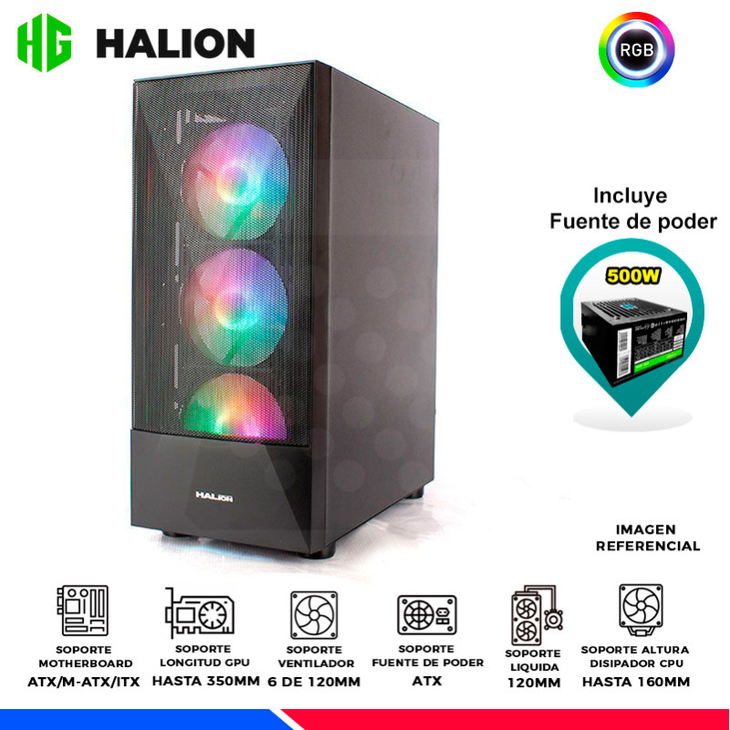 CASE GAMER HALION POLARIS CR13, F/500W, RAINBOW, V/TEMPLADO CASE GAMER HALION POLARIS CR13, F/500W, RAINBOW, V/TEMPLADO