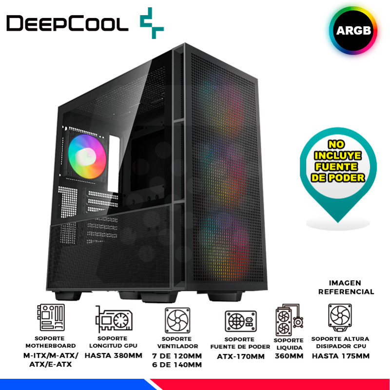 CASE DEEPCOOL CH560 BK, V/TEMPLADO, ARGB CASE DEEPCOOL CH560 BK, V/TEMPLADO, ARGB