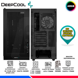 CASE DEEPCOOL CH560 BK, V/TEMPLADO, ARGB