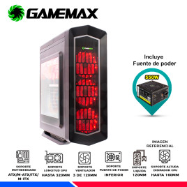 CASE GAMING GAMEMAX ASGARD LED ROJO F/GE550