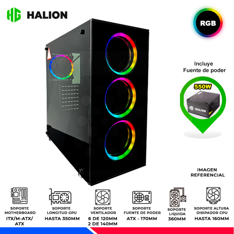 CASE GAMER HALION MAGIC MIRROR, F/550W, V/TEMPLADO CASE GAMER HALION MAGIC MIRROR, F/550W, V/TEMPLADO