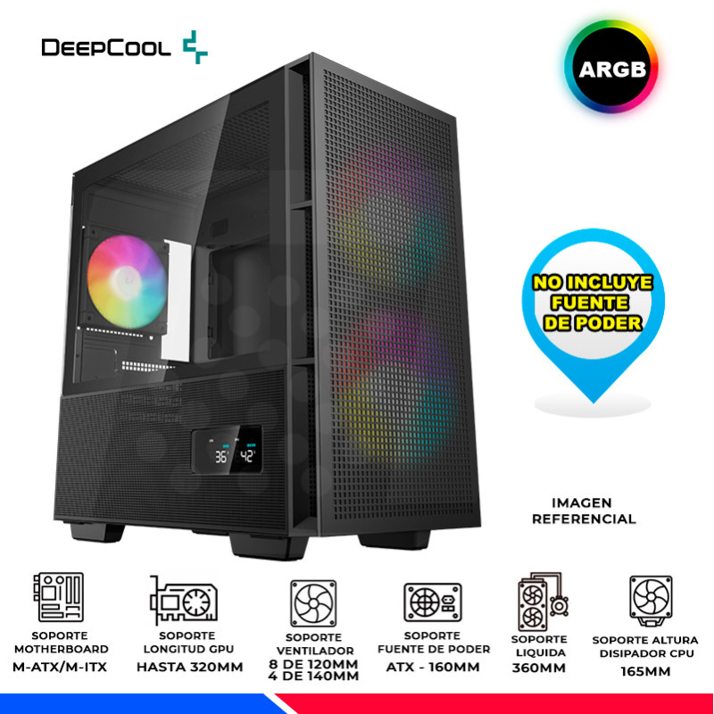 CASE DEEPCOOL CH360 DIGITAL ARGB, V/TEMPLADO CASE DEEPCOOL CH360 DIGITAL ARGB, V/TEMPLADO
