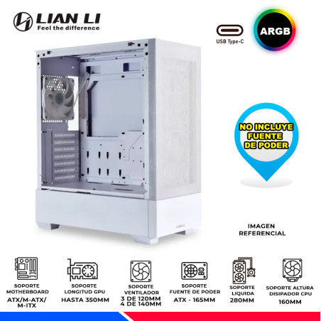 CASE LIAN LI LANCOOL 205 MESH WHITE, ARGB, V/TEMPLADO, USB TIPO C