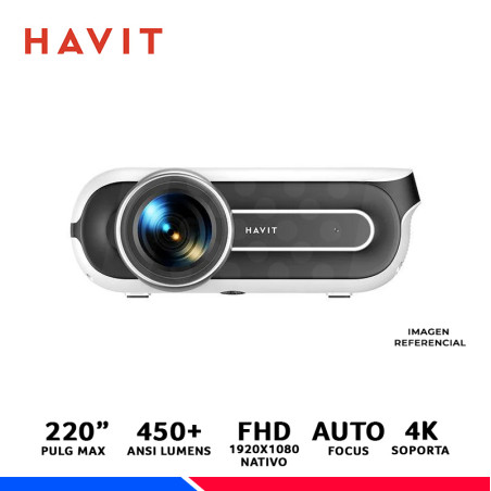 PROYECTOR HAVIT PJ209A PRO SMART, SOPORTA 4K, 450 ANSI LUMENS