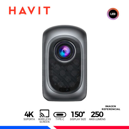 PROYECTOR HAVIT PJ215 PRO SMART, SOPORTA 4K, 250 ANSI LUMENS