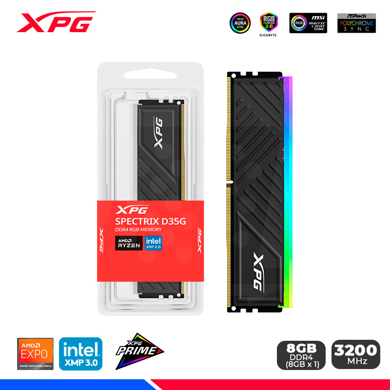 MEM. RAM ADATA XPG SPECTRIX D35G RGB, 8GB DDR4 3200 MHZ MEM. RAM ADATA XPG SPECTRIX D35G RGB, 8GB DDR4 3200 MHZ