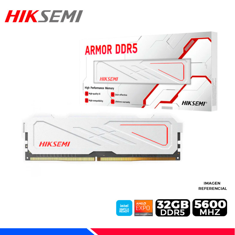 MEM. RAM HIKSEMI ARMOR, 32GB DDR5 5600 MHZ, WHITE MEM. RAM HIKSEMI ARMOR, 32GB DDR5 5600 MHZ, WHITE