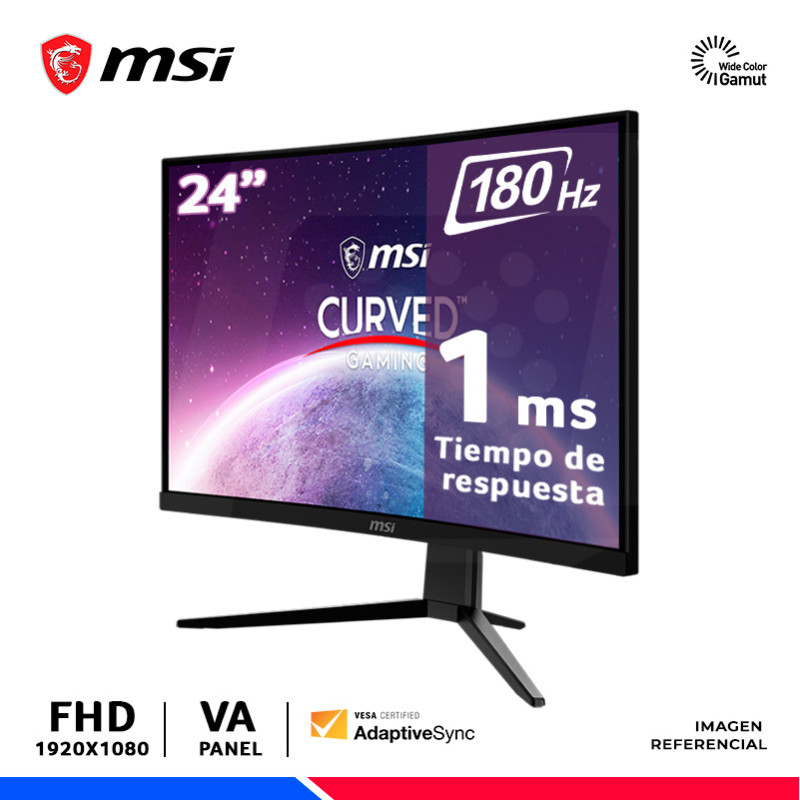 MONITOR GAMING MSI G2422C, 23.8" CURVO VA, FHD, 180Hz, 1ms. MONITOR GAMING MSI G2422C, 23.8" CURVO VA, FHD, 180Hz, 1ms.
