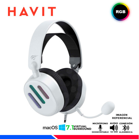 AURICULAR HAVIT GAMENOTE H2038U, USB 7.1, BLANCO, RGB
