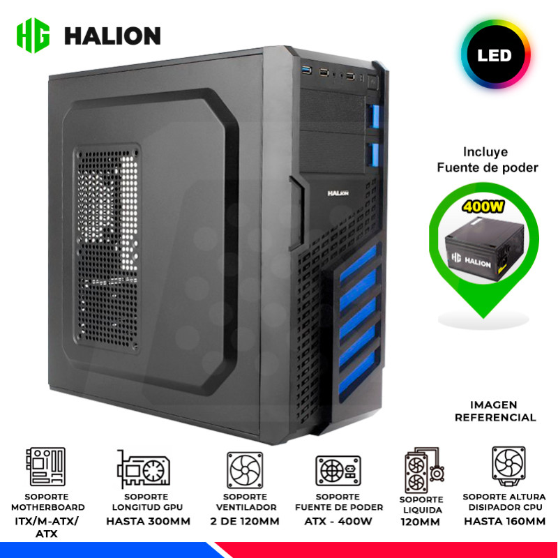 CASE GAMER HALION SCORPION 5906 AZUL F/400W CASE GAMER HALION SCORPION 5906 AZUL F/400W