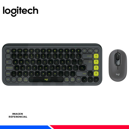 COMBO LOGITECH TECLADO + MOUSE POP ICON, BT/WIRELESS, GRAFITO
