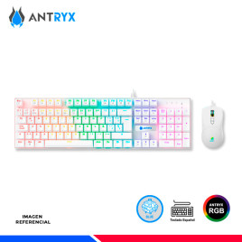 KIT GAMING ANTRYX GC-3100 WHITE, TECLADO SWITCH BLUE Y MOUSE