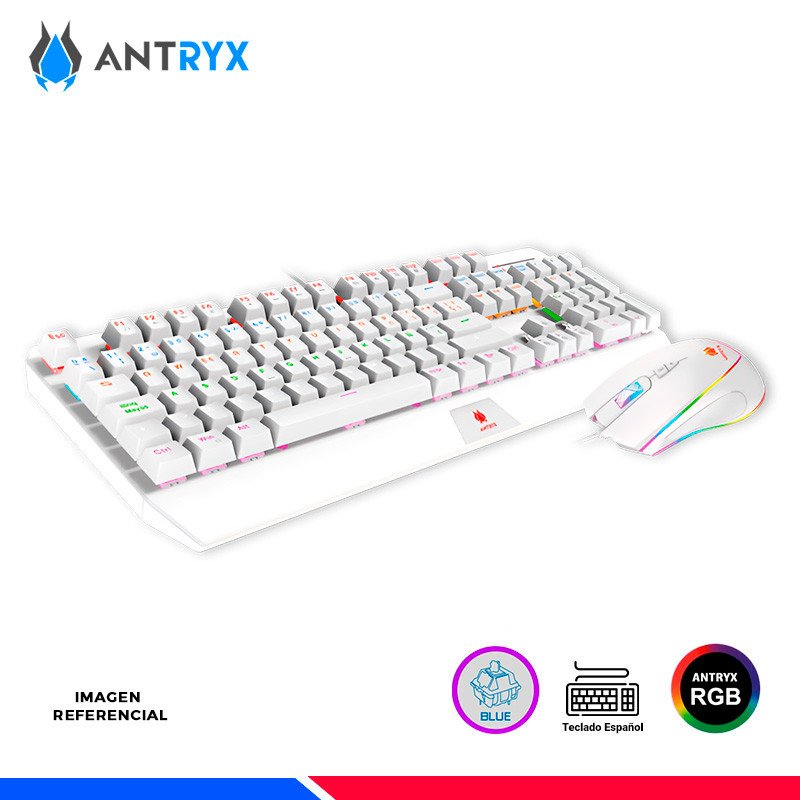 KIT GAMING GC-5100 WHITE ANTRYX, TECLADO + MOUSE, SWITCH BLUE KIT GAMING GC-5100 WHITE ANTRYX, TECLADO + MOUSE, SWITCH BLUE