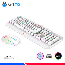 KIT GAMING GC-5100 WHITE ANTRYX, TECLADO + MOUSE, SWITCH BLUE