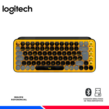 TECLADO MECANICO LOGITECH POP KEYS WIRELESS/BT, BLACK/YELLOW