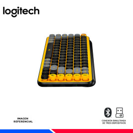 TECLADO MECANICO LOGITECH POP KEYS WIRELESS/BT, BLACK/YELLOW