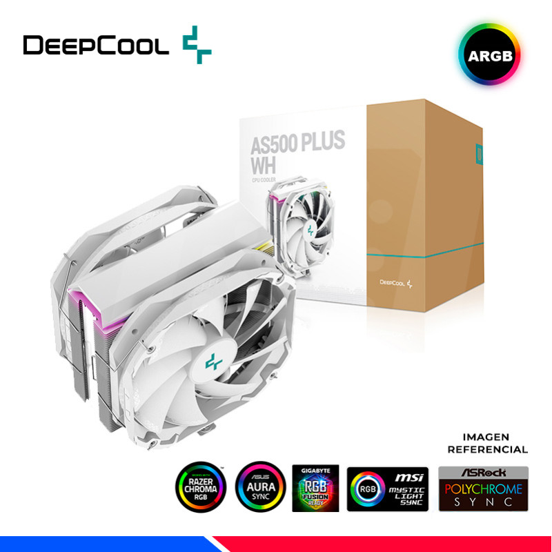 COOLER DE PROCESADOR DEEPCOOL AS500 PLUS WH, RGB LED COOLER DE PROCESADOR DEEPCOOL AS500 PLUS WH, RGB LED