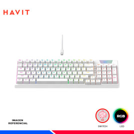 TECLADO HAVIT GAMENOTE KB885L-SP, MECANICO, SWITCH RED, LED-RGB