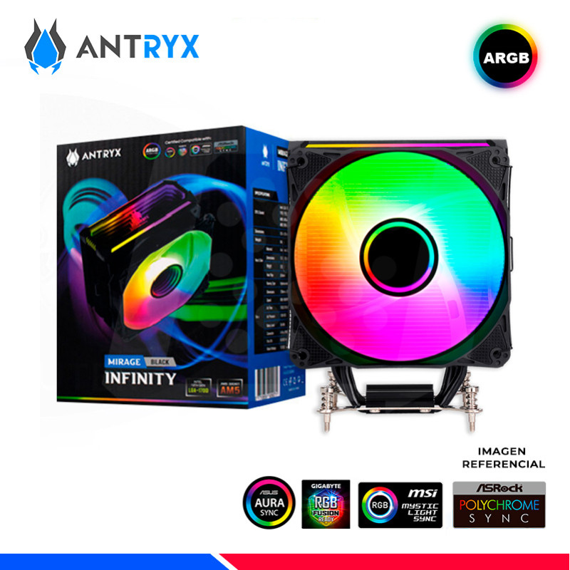 COOLER DE PROCESADOR ANTRYX MIRAGE INFINITY BLACK, ARGB COOLER DE PROCESADOR ANTRYX MIRAGE INFINITY BLACK, ARGB
