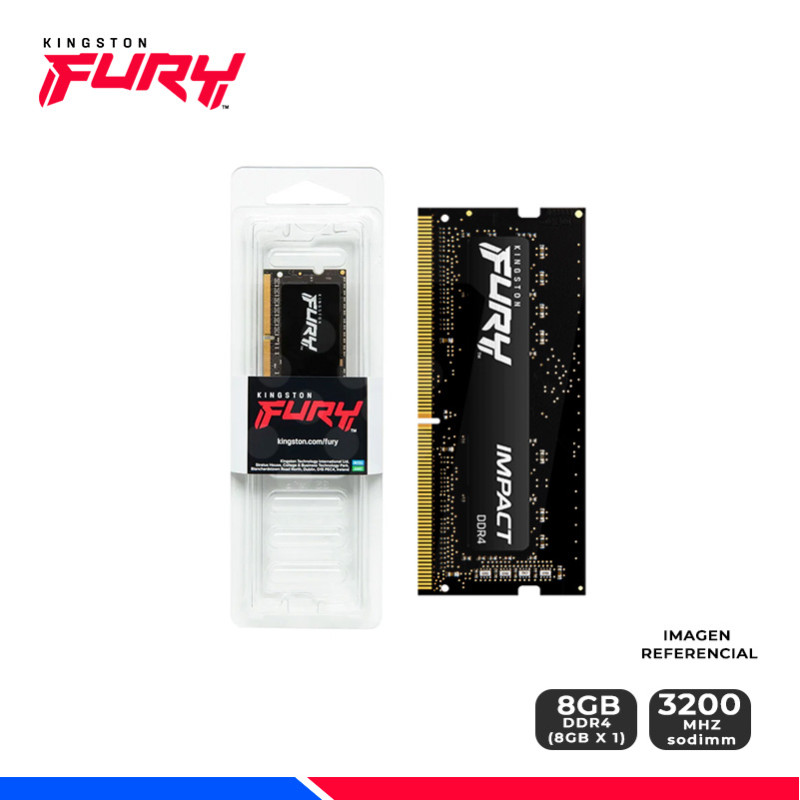 MEM. RAM KINGSTON FURY IMPACT SODIMM 8GB 3200 MHZ. MEM. RAM KINGSTON FURY IMPACT SODIMM 8GB 3200 MHZ.
