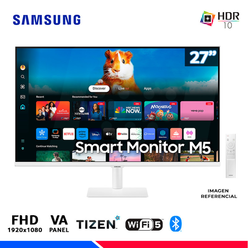 MONITOR SAMSUNG LS27DM501ELXPE, 27" VA, SMART M5 WHITE, FHD, 60Hz, 4ms. MONITOR SAMSUNG LS27DM501ELXPE, 27" VA, SMART M5 WHITE, FHD, 60Hz, 4ms.