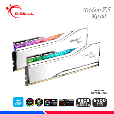 MEM. RAM G.SKILL TRIDENT Z5 ROYAL SILVER, INTEL XMP, 96GB (48x2), DDR5 6400 MHZ, CL32
