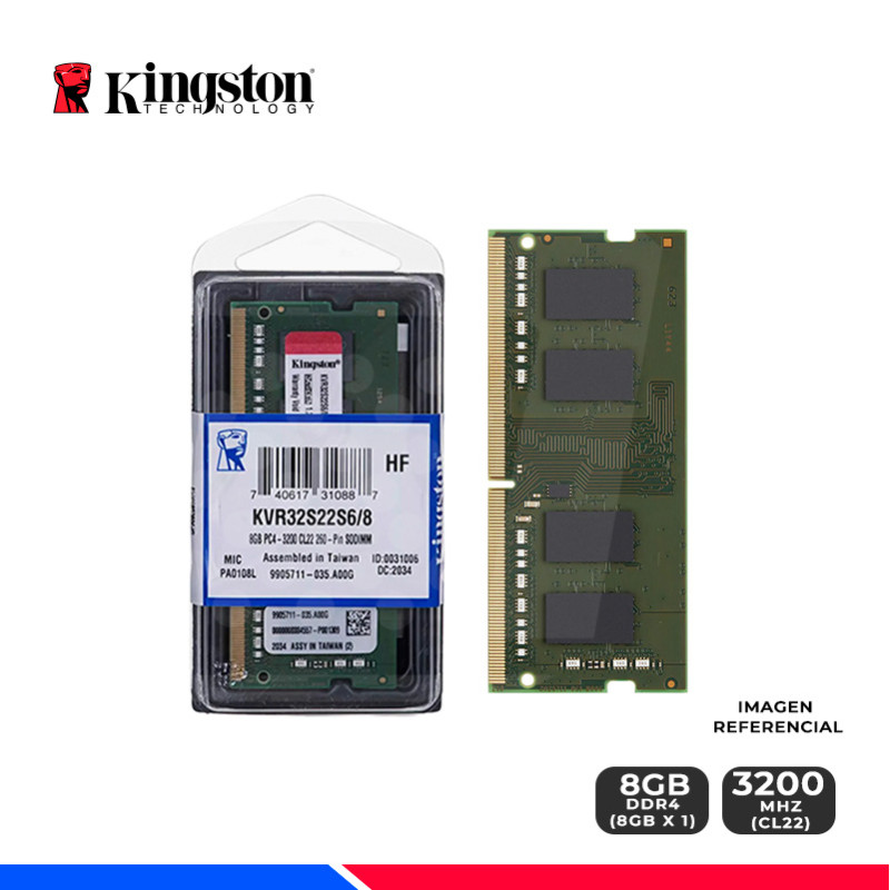 MEM. RAM KINGSTON SODIMM 8GB DDR4 3200 MHZ MEM. RAM KINGSTON SODIMM 8GB DDR4 3200 MHZ