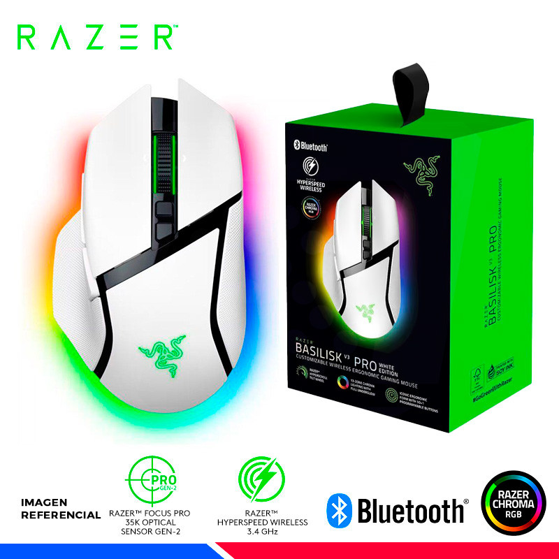 MOUSE INALAMBRICO/BT GAMING RAZER BASILISK V3 PRO, 35K DPi, WHITE MOUSE INALAMBRICO/BT GAMING RAZER BASILISK V3 PRO, 35K DPi, WHITE