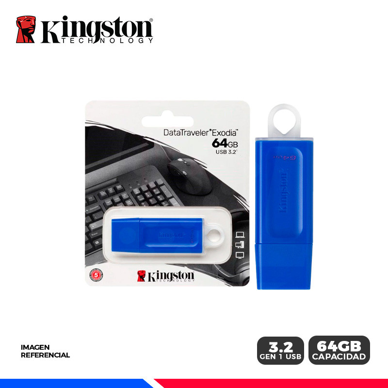 MEM. USB KINGSTON DATATRAVELER EXODIA 64GB USB 3.2 GEN1, AZUL MEM. USB KINGSTON DATATRAVELER EXODIA 64GB USB 3.2 GEN1, AZUL