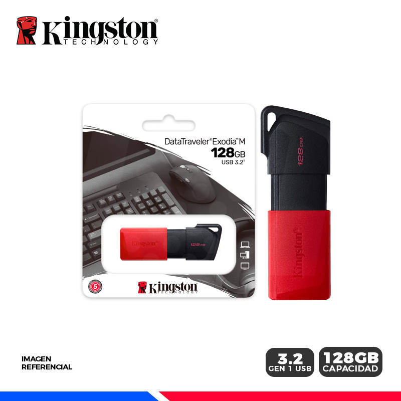 MEM. USB KINGSTON DATATRAVELER EXODIA M 128GB USB 3.2 GEN 1 ROJO MEM. USB KINGSTON DATATRAVELER EXODIA M 128GB USB 3.2 GEN 1 ROJO