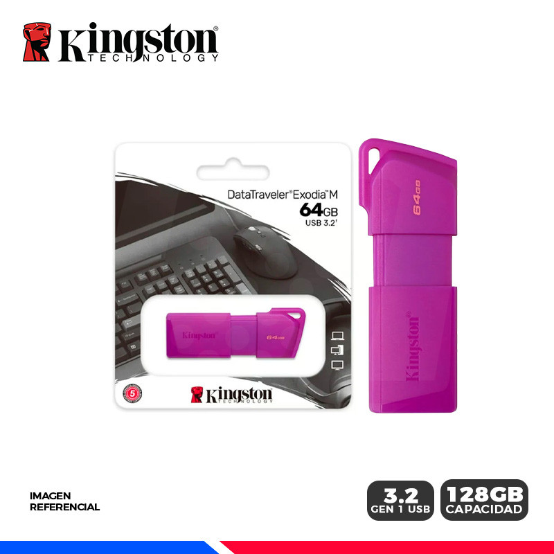 MEM. USB KINGSTON DATATRAVELER EXODIA M 64GB USB 3.2 PURPURA MEM. USB KINGSTON DATATRAVELER EXODIA M 64GB USB 3.2 PURPURA