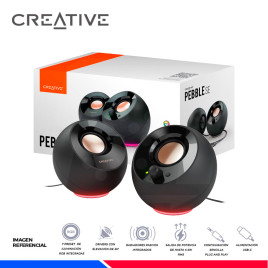 PARLANTE CREATIVE PEBBLE SE RGB, 2.0, USB-C, BLACK