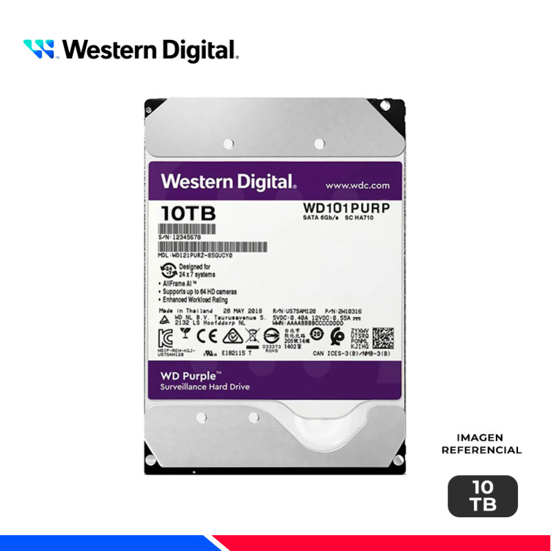 DISCO DURO WESTERN DIGITAL PURPURA SURVEILLANCE PRO, 10TB DISCO DURO WESTERN DIGITAL PURPURA SURVEILLANCE PRO, 10TB