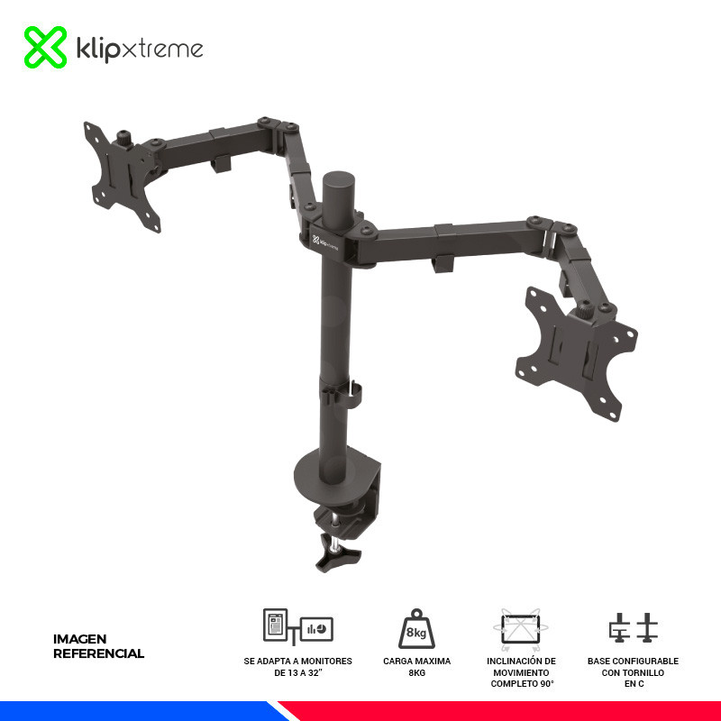 SOPORTE PARA 2 MONITORES KLIP XTREME KPM SOPORTE PARA 2 MONITORES KLIP XTREME KPM