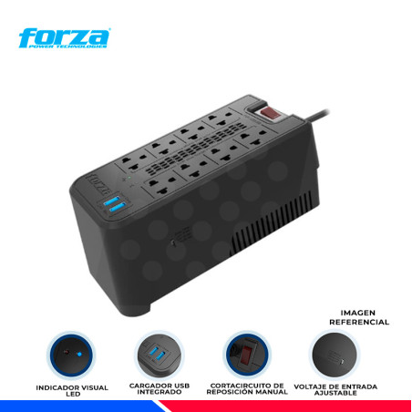 ESTABILIZADOR FORZA MOD. FVR-1222USB 1200VA/600W