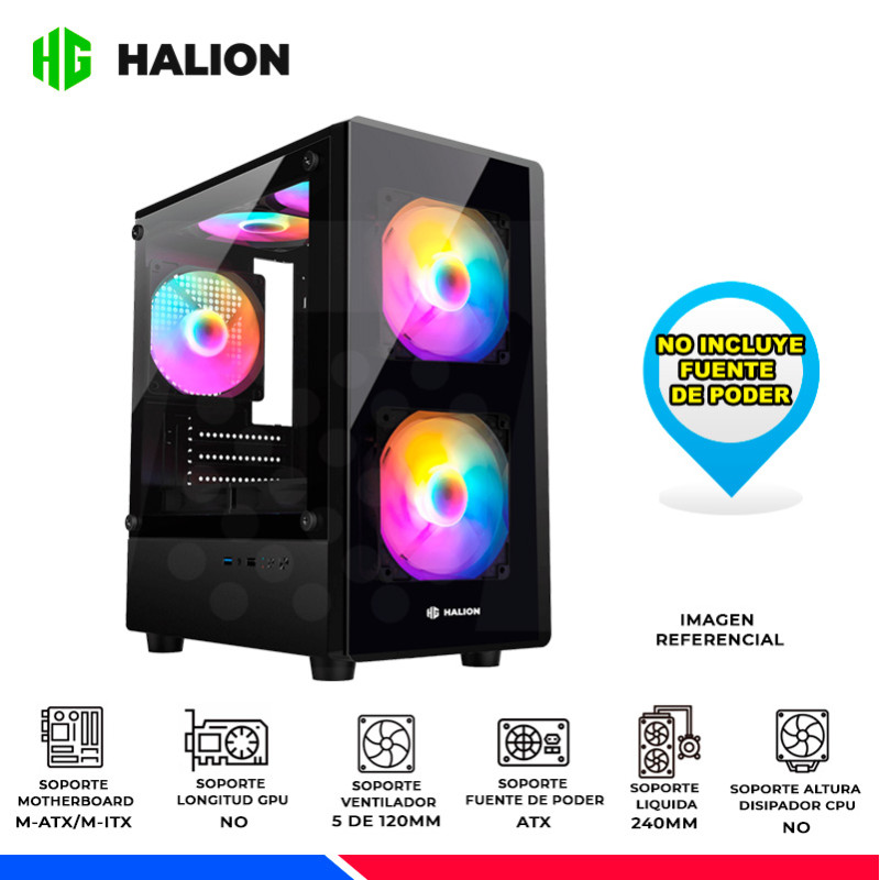 CASE HALION LUNA P25, 3 COOLER RGB, V/TEMPLADO CASE HALION LUNA P25, 3 COOLER RGB, V/TEMPLADO