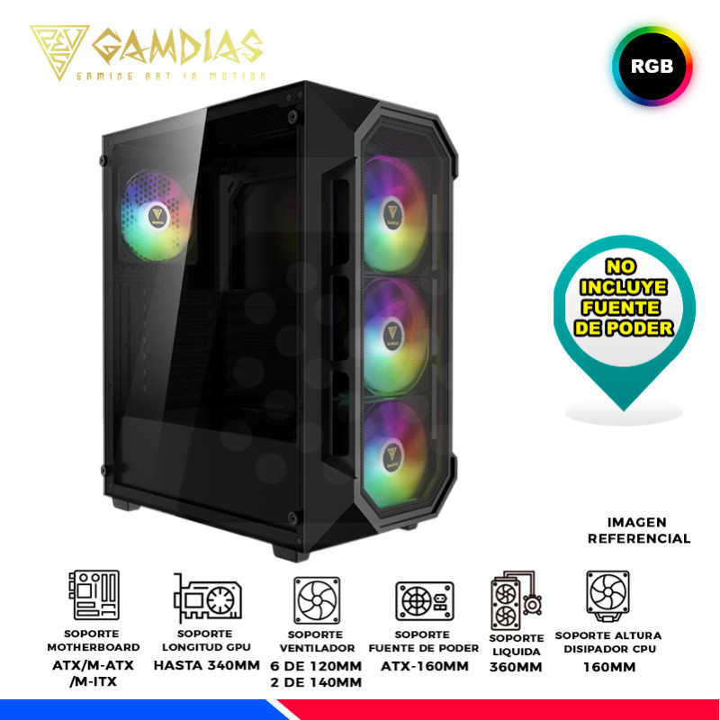 CASE GAMDIAS AURA GC1 ELITE, 4 FAN RGB, V/TEMPLADO CASE GAMDIAS AURA GC1 ELITE, 4 FAN RGB, V/TEMPLADO