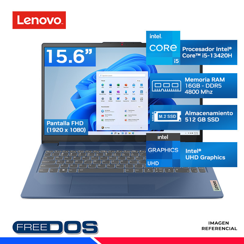 LAPTOP LENOVO IDEAPAD SLIM 3 15IRH8, Ci5-13420H, 16GB DDR5, SSD 512GB, 15.6" FHD LAPTOP LENOVO IDEAPAD SLIM 3 15IRH8, Ci5-13420H, 16GB DDR5, SSD 512GB, 15.6" FHD