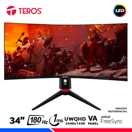 MONITOR GAMING TEROS TE-3411G, 34" CURVO VA, WQHD, 180Hz, 1ms, FreeSync