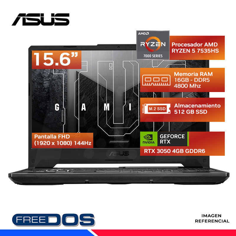 LAPTOP Asus TUF Gaming FA506NCR-HN016, R5-7535HS, 16GB DDR5, SSD 512GB, RTX 3050, 15.6" FHD LAPTOP Asus TUF Gaming FA506NCR-HN016, R5-7535HS, 16GB DDR5, SSD 512GB, RTX 3050, 15.6" FHD