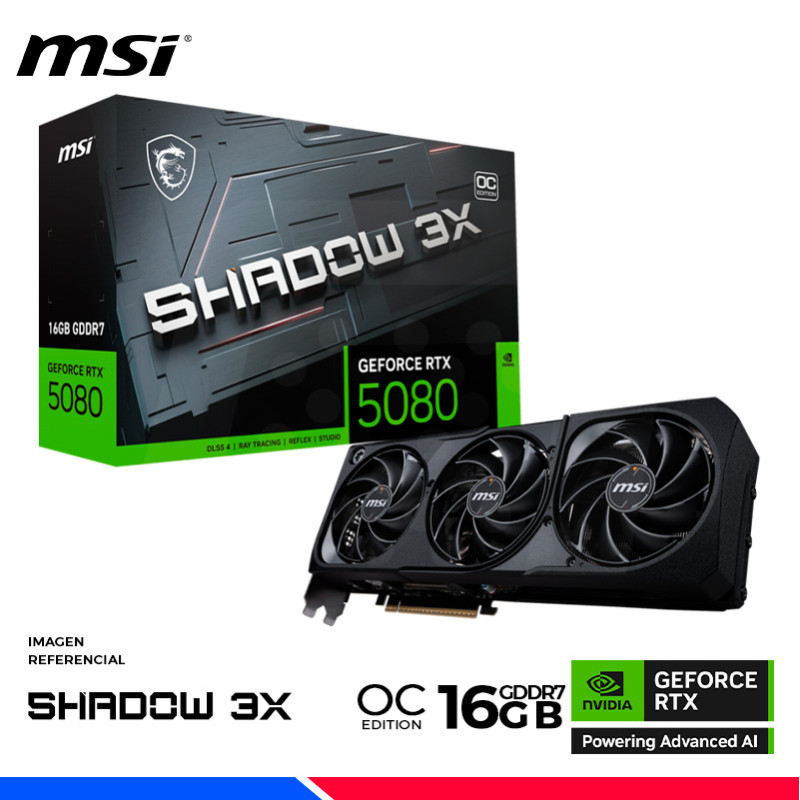 VGA MSI GEFORCE RTX 5080 16GB SHADOW 3X, OC, GDDR7, 256 BIT VGA MSI GEFORCE RTX 5080 16GB SHADOW 3X, OC, GDDR7, 256 BIT